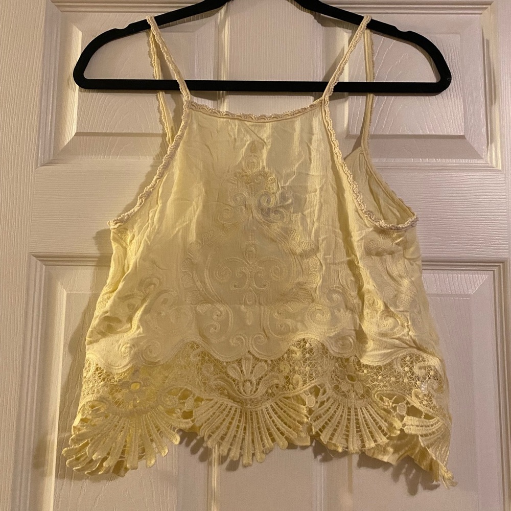 Yellow Lace Tank Top